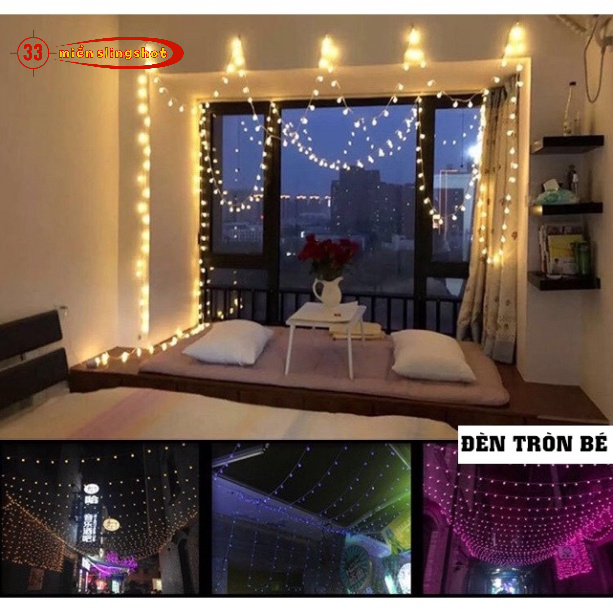 Đèn LED trang trí dây bóng tròn vàng ấm không nháy dùng pin tiện lợi, dùng đi du lịch cắm trại dã ngoại tiện lợi-DCP7
