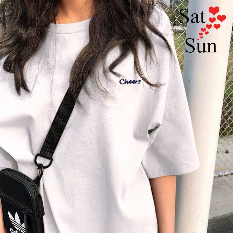 Áo thun nữ tay ngắn form rộng chữ thêu Full size (Hàng có sẵn) SatSun
