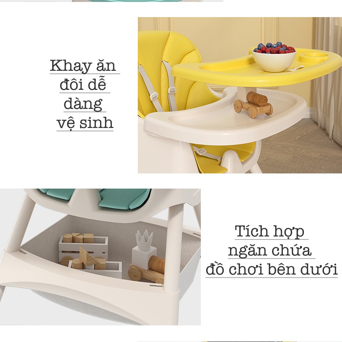 [Tặng muỗng báo nóng] Ghế Ăn Dặm Cao Cấp KIDWOW Điều Chỉnh Lưng Bánh Xe Có Khoá Gấp Gọn Tiện Dụng,Thay Đổi Độ Cao Cho Bé