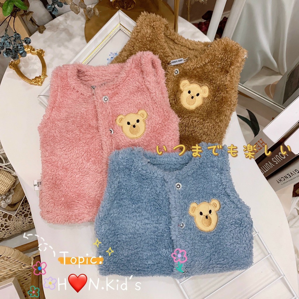 Áo gile lông cho bé , Khoác gile lông cừu HÀNG ĐẸP chất mềm mại cho bé trai/gái 3-10kg - AGL-TK0350 -