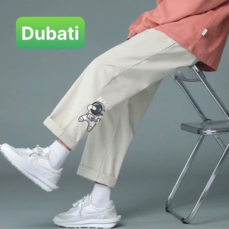 Quần baggy nam nữ Unisex ống rộng in hình Nasa - Kiểu quần Kaki Nam Nữ Ống Suông Basic Unisex Phong cách cao cấp- Dubati