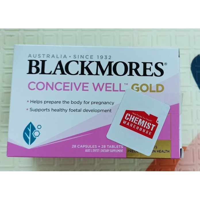 (Tem Chemist)  Viên uống tăng khả năng thụ thai cho nữ Blackmores Conceive Well Gold - Úc, lọ 56 viên