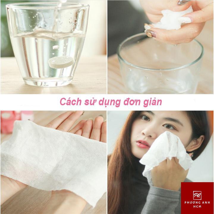 [COMBO 100] KHĂN GIẤY NÉN DU LỊCH HÌNH VIÊN KẸO (100 VIÊN)