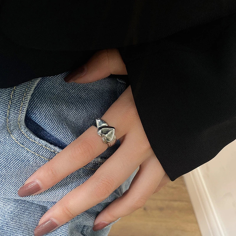 Nhẫn Đeo Tay Hình Trái Tim Phong Cách Sáng Tạo Hàn Quốc