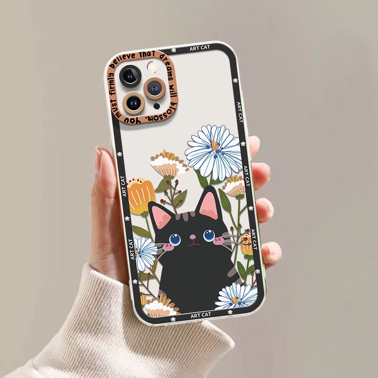 Ốp Điện Thoại Silicon TPU Mềm Trong Suốt Chống Sốc In Hình Mèo Dễ Thương Cho IPhone 14 13 12 11 Pro XS Max X XR 8 7 6 6S Plus
