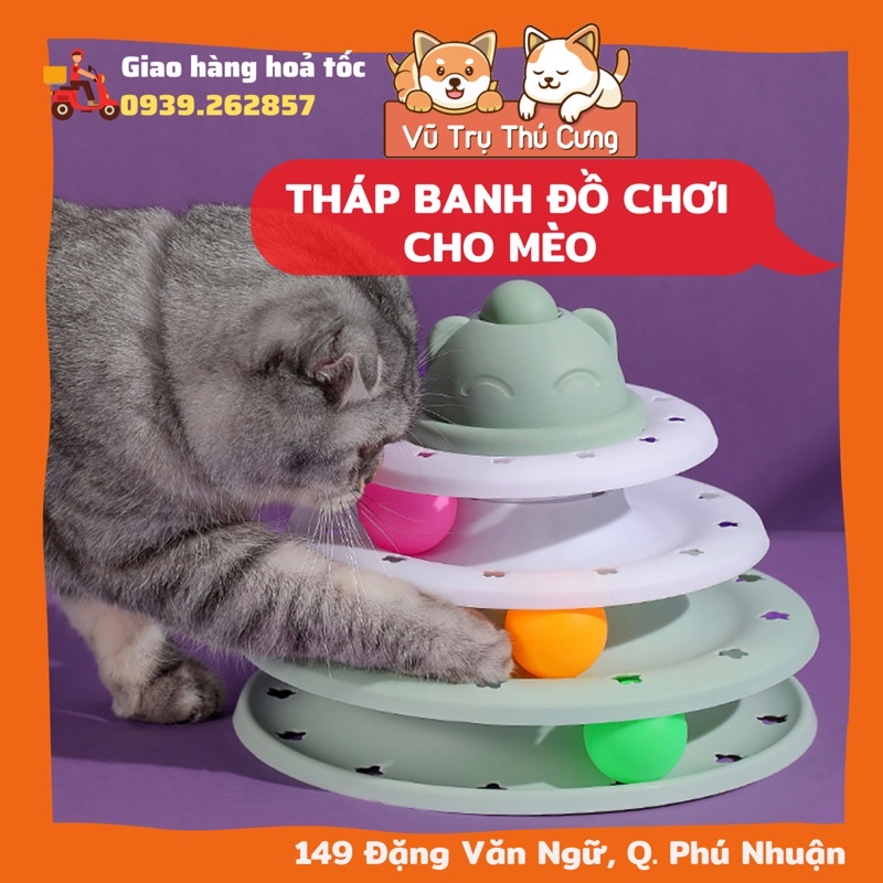 Đồ chơi tháp banh cho mèo giải trí