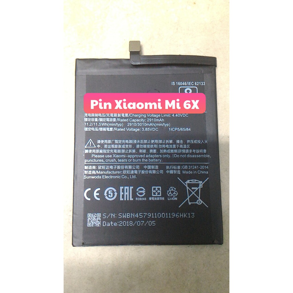 🌟 Pin Xiaomi 🌟 Mi 6X Chính Hãng Zin New