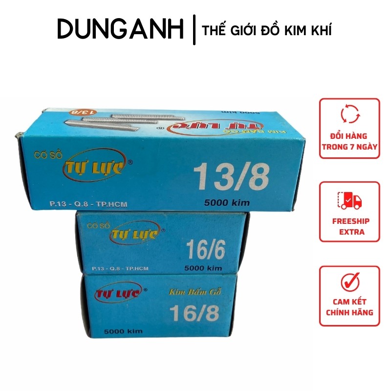 Hộp ghim bấm gỗ Tự Lực 16/8 16/6 13/8 5000 kim - Kim Khí Dung Anh