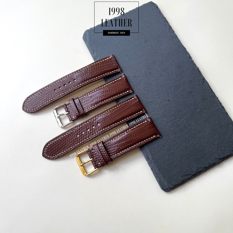 Dây Đồng Hồ Da Kỳ Đà Nam 20mm, 22mm Da Thật Chính Hãng, Handmade Cao Cấp, Chống Nước, Bảo Hành 1 Năm