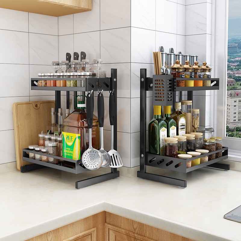 Kệ Đựng Gia Vị 2 Tầng Inox Phủ Sơn Tĩnh Điện Mẫu Mới Để Bàn Cao Cấp | BigBuy360 - bigbuy360.vn