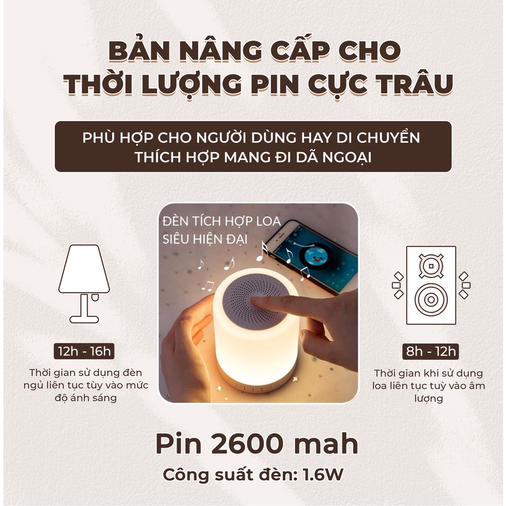 Đèn ngủ để bàn có loa bluetooth, đồng hồ báo thức, phong cách Hàn Quốc - Căn Phòng Chill