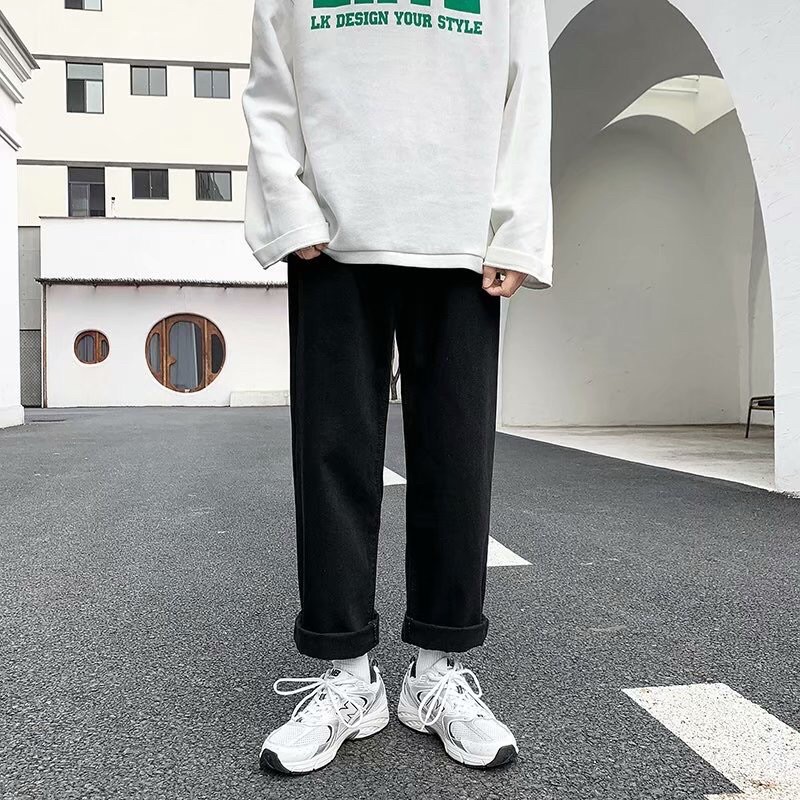 Quần bò, jean baggy nam, xanh + đen, ống suông rộng TR01, Style hàn quốc | BigBuy360 - bigbuy360.vn