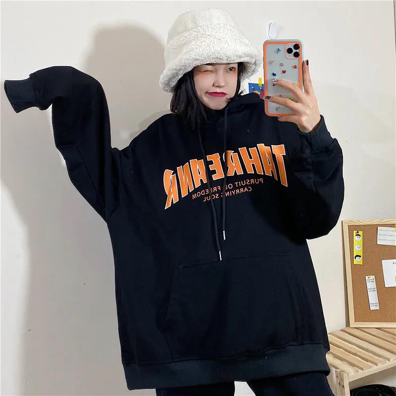 Áo hoodie quá cỡ mẫu 2021 phong cách Hàn Quốc thời trang cho nữ