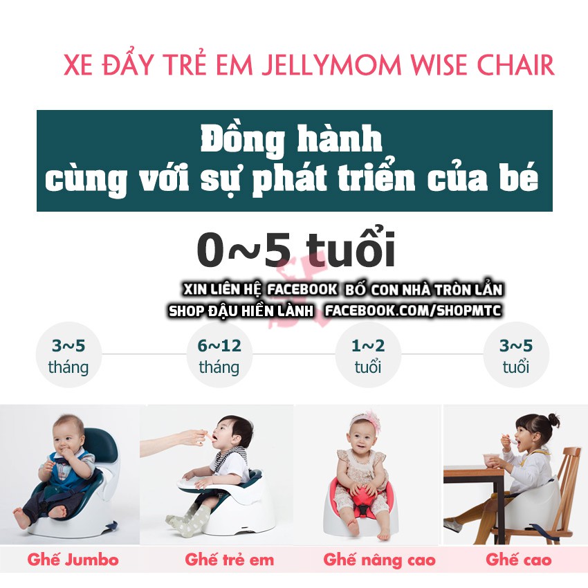 Ghế ăn dặm cho bé Jellymom nhập khẩu chính hãng kiêm ghế đa năng ghế tập ngồi bán chạy tại Hàn Quốc Jelly Mom Wise Chair