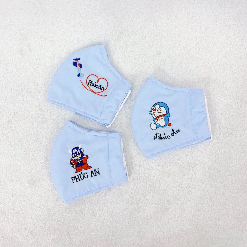 Khẩu trang thêu Doraemon - thêu tên riêng theo yêu cầu | BigBuy360 - bigbuy360.vn