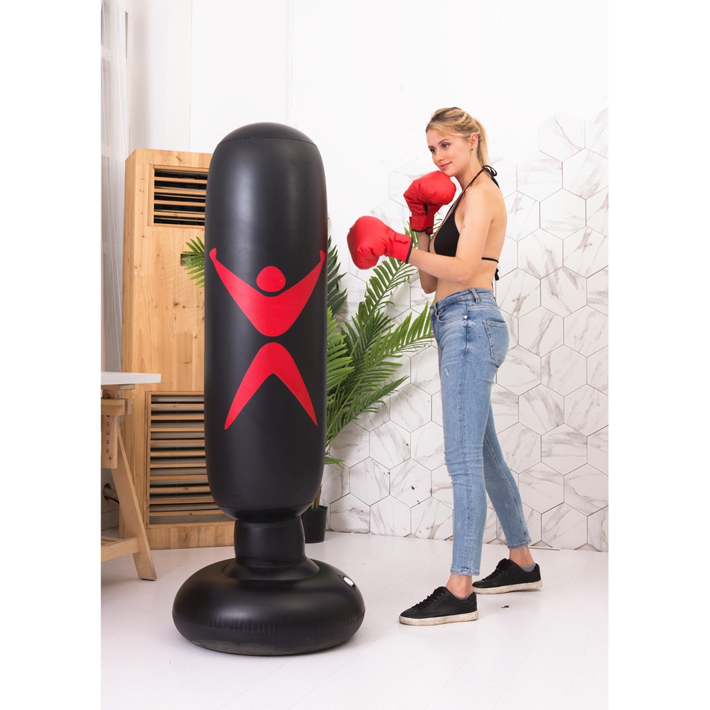 Trụ đấm boxing bơm hơi cao cấp tự đứng đế đổ nước có tặng kèm bơm hơi