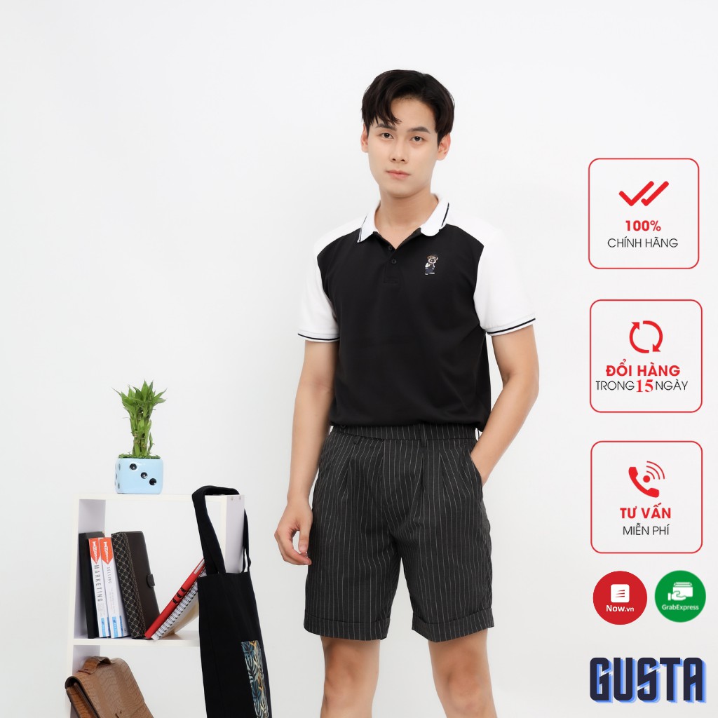 Áo Thun Polo Nam Bo Viền Màu Trắng Đen - Áo Phông Polo Nam Chính Hãng Hàng Cao Cấp Mặc Vải Thoáng Mát - PLMT01 - GUSTA