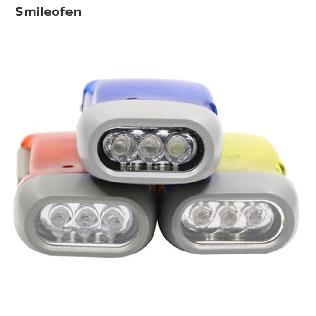 [Smileofen] Đèn Pin Dynamo 3 Bóng LED Nhấn Bằng Tay Mới Dùng Khi Đi Cắm Trại * On