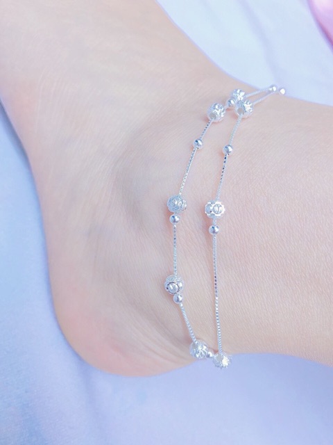 Lắc chân dây kép phối bi cát NGỌC MẬU bi to 6-8li