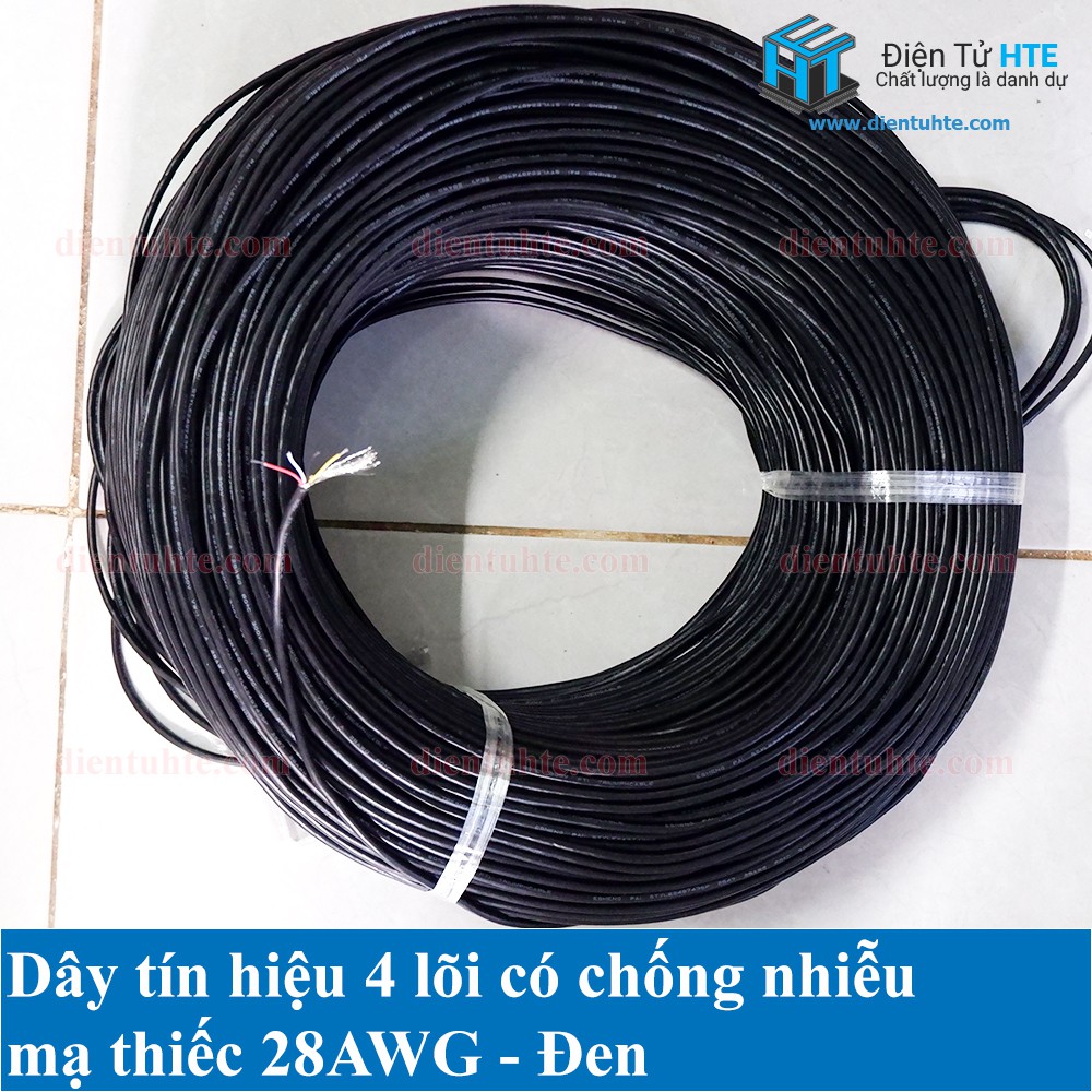 Combo 5 mét Dây tín hiệu 4 lõi có bọc chống nhiễu 28AWG [HTE Quy Nhơn CN2]