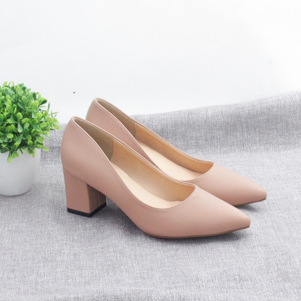 Giày Cao Gót 5cm Đế Vuông Trơn Basic 4075