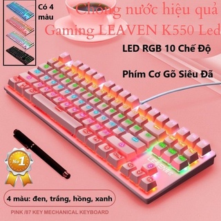 Bàn Phím Cơ Gaming LEAVEN K400 - K550 Chống Nước, Tích Hợp Đèn Led Đồi 10 Chế Độ Nháy Bảo Hành 12 Tháng
