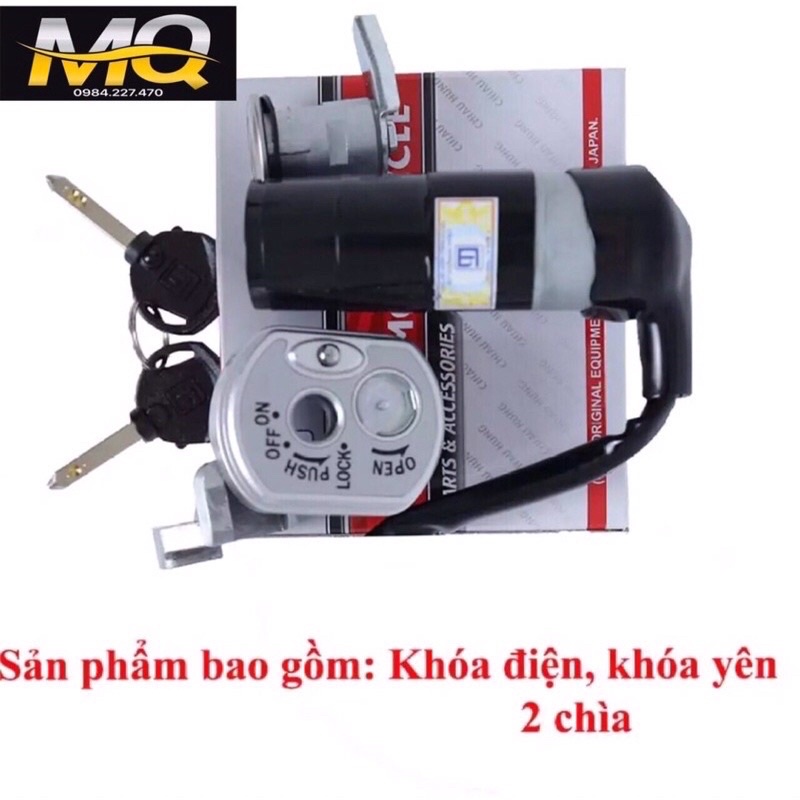 BỘ Ổ KHOÁ XE WAVE S, RS 100cc 2008-2010 (6 CẠNH  KHOÁ ĐIỆN VÀ KHOÁ YÊN)