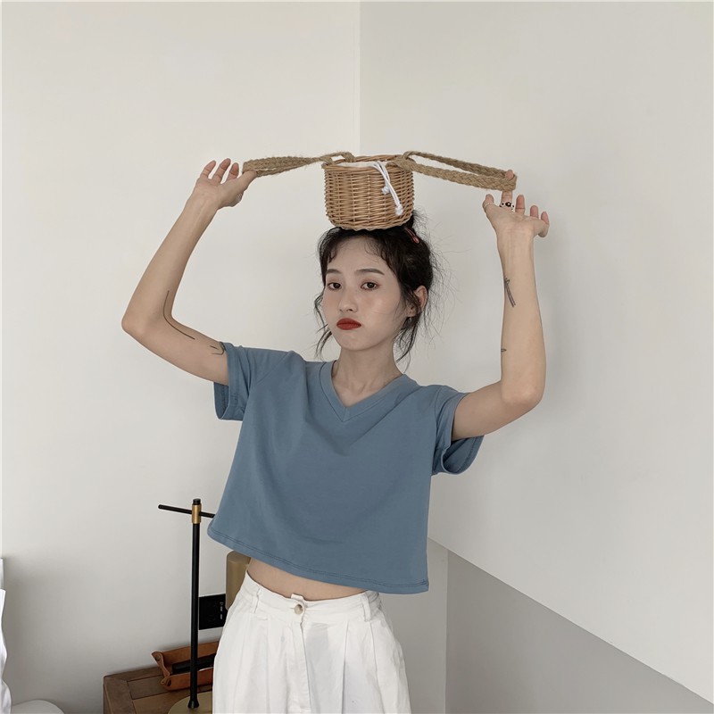 Áo Thun Tay Ngắn Màu Trơn Thời Trang Dành Cho Nữ | BigBuy360 - bigbuy360.vn