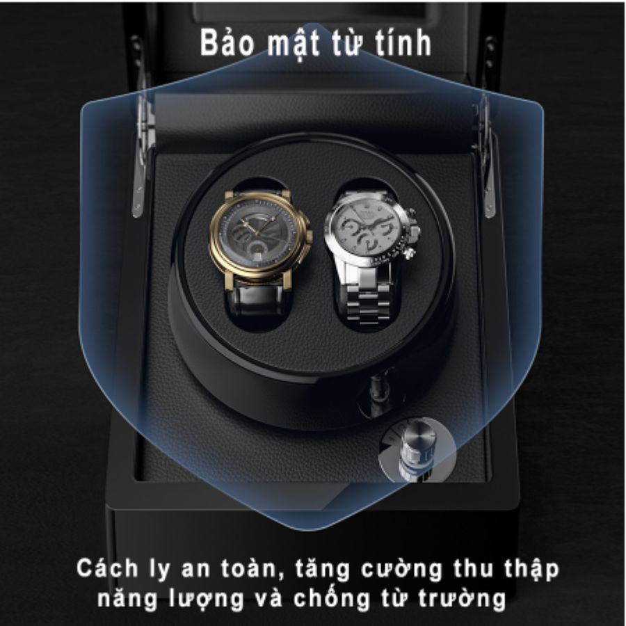 Hộp xoay đồng hồ cơ lên dây cót tự động, 4 tốc độ điều chỉnh
