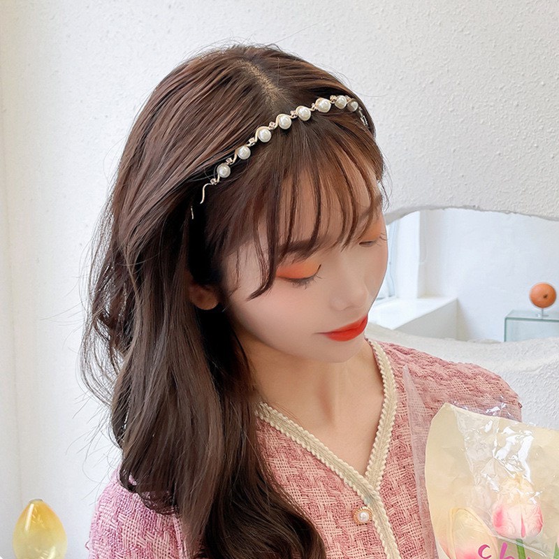 Bờm tóc hạt trai nhân tạo phối đá lượn sóng tiểu thư - K276