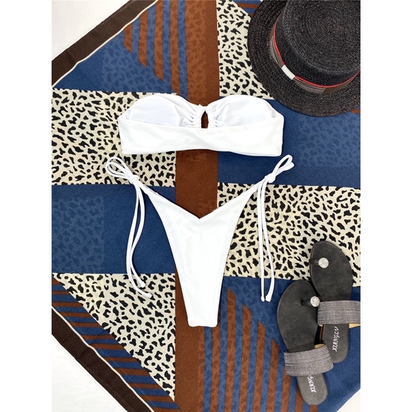 [BKN1164] &lt;ÂU&gt; SET BIKINI QUÂY NƠ NGỰC ĐEN/TRẮNG QUẦN THONG/LỌT KHE