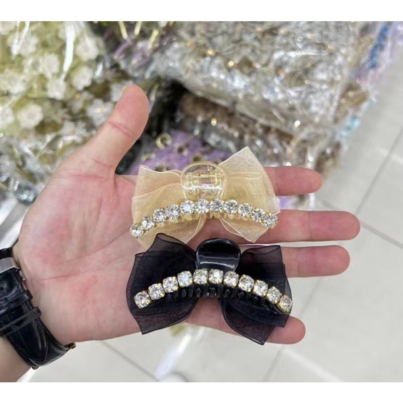 Kẹp Tóc Hình Nơ Đính Đá Phong Cách Hàn Quốc Thời Trang Cho Nữ
