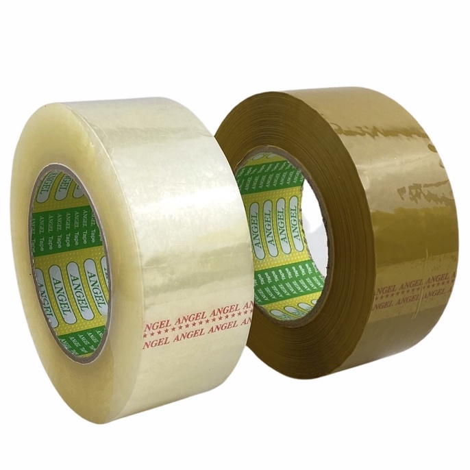 Cây 6 cuộn băng keo trong Angel 4.8cm x 100 yard / Băng keo dán thùng 1.2 Kg / 6 cuộn Băng keo đục