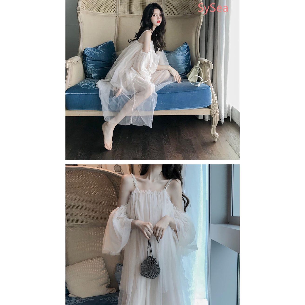 Đầm Maxi Trễ Vai Chất Chiffon Thiết Kế Quyến Rũ