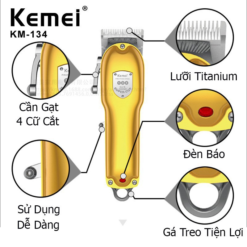 Tông đơ cắt tóc chuyên nghiệp mẫu mới kemei KM-134