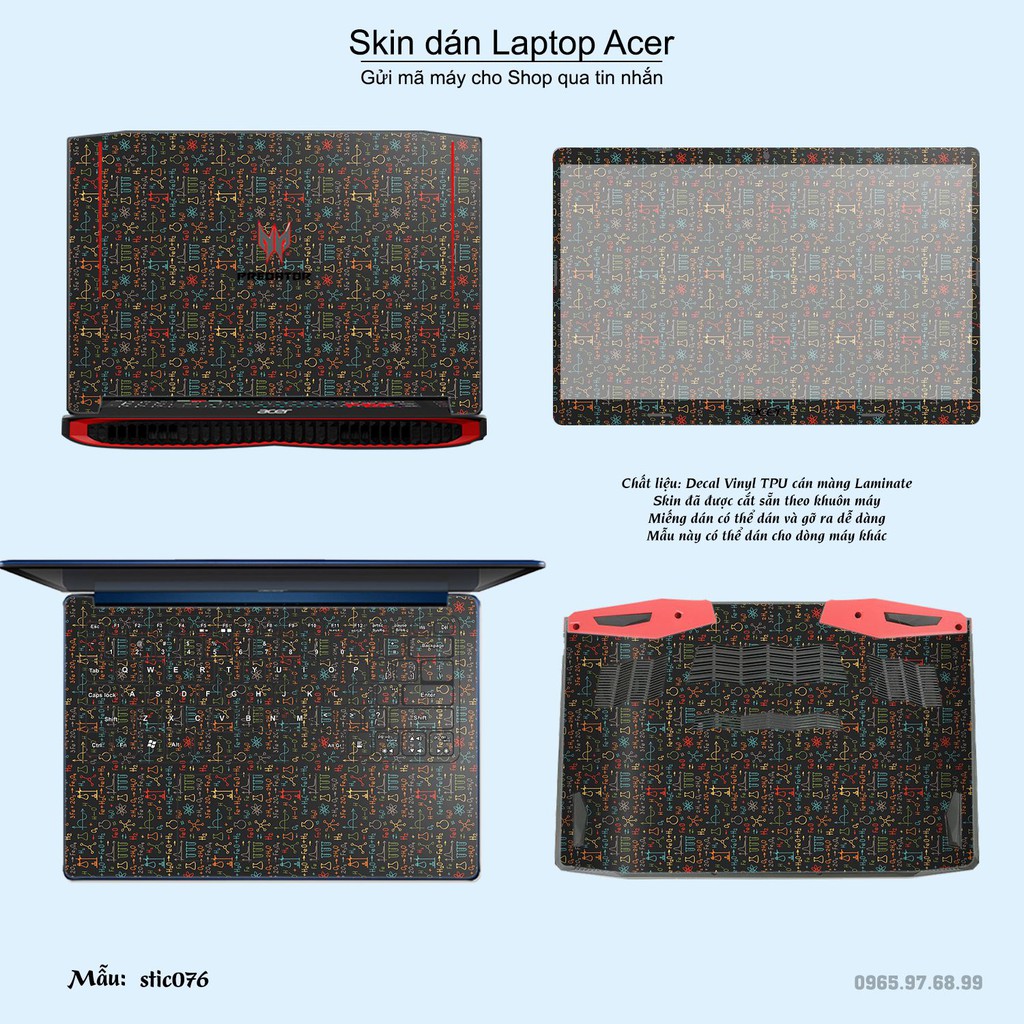 Skin dán Laptop Acer in hình Hoa văn sticker nhiều mẫu 13 (inbox mã máy cho Shop)