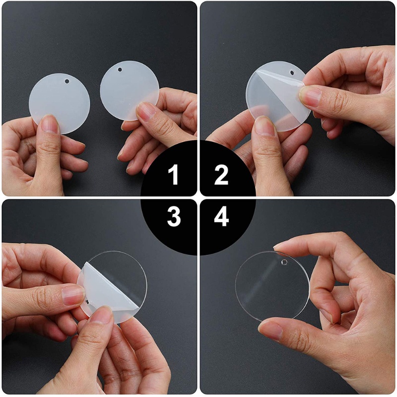 1 Set Móc Khóa Acrylic Trong Suốt Hình Tròn
