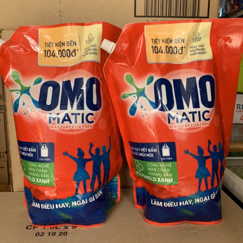 COMBO 2 túi nước giặt OMO Matic Cửa trên Đỏ 3,9kgX2