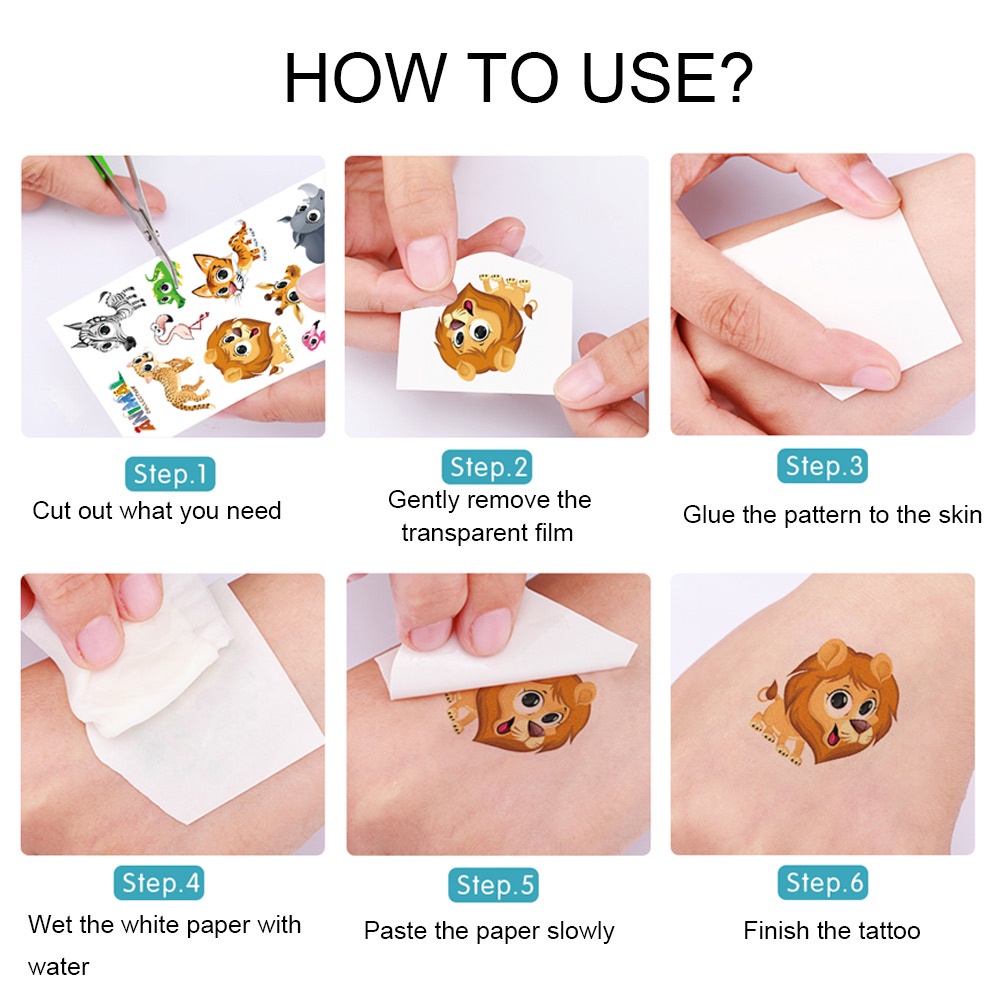 Bộ 10 Tấm Hình Xăm Dán Tạm Thời Chống Nước Nhiều Hình Dạng Độc Đáo Cho Bé