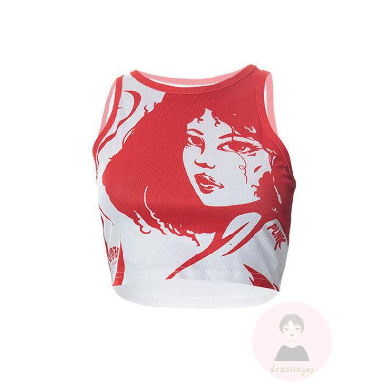 Áo Thun Sát Nách Cổ Tròn In Họa Tiết Anime Dành Cho Nữ