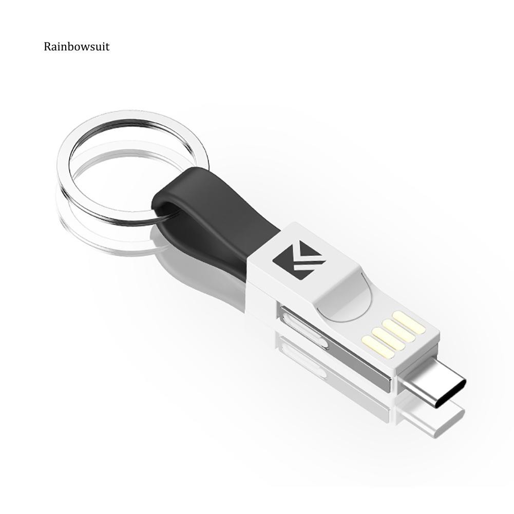 Móc khóa dây sạc 2A đầu Micro USB Type C cho Android iOS