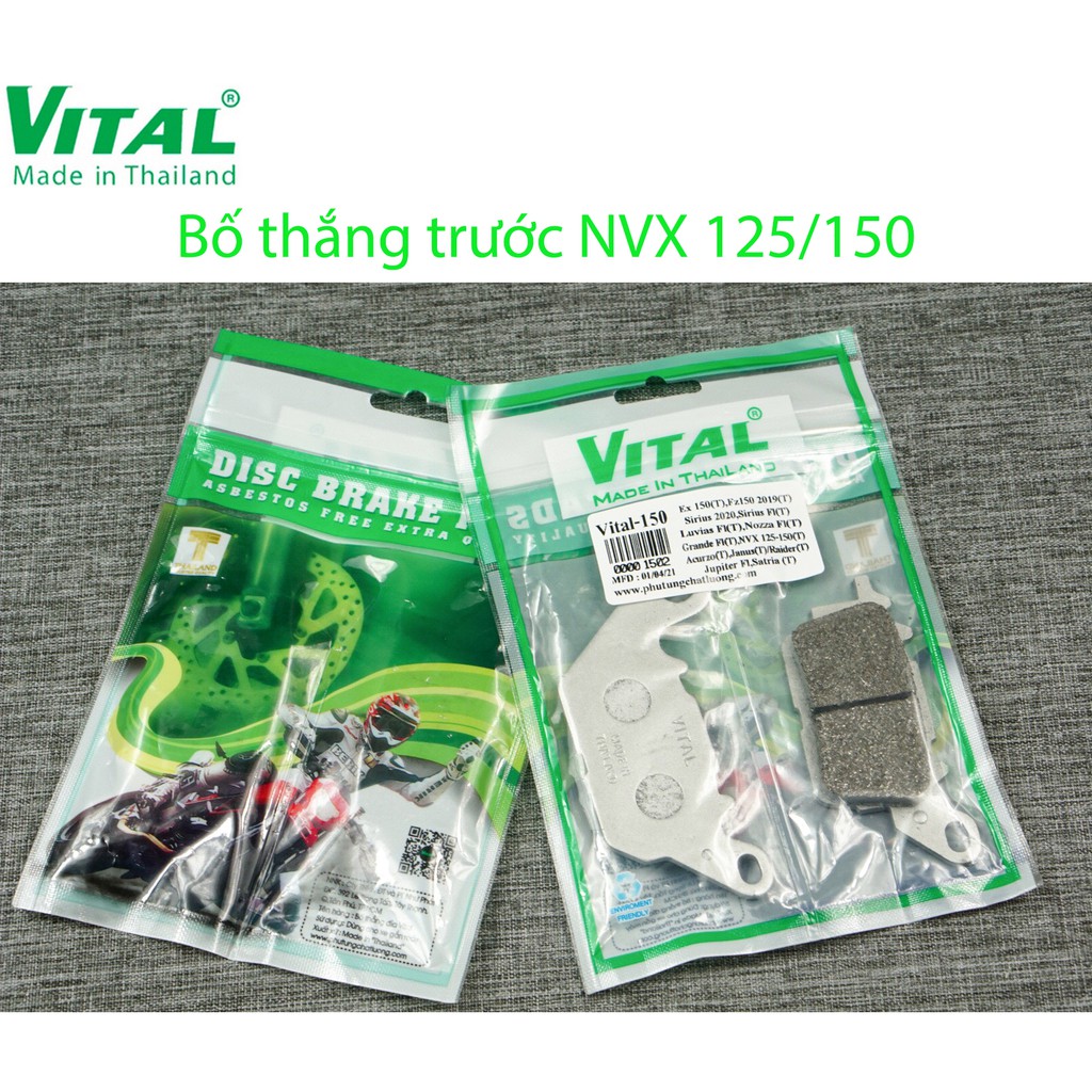 Bố thắng sau + trước YAMAHA NVX, FORCE, DYLAN 125  hiệu VITAL - Má phanh xe máy, bố thắng đĩa VITAL chính hãng Thái Lan