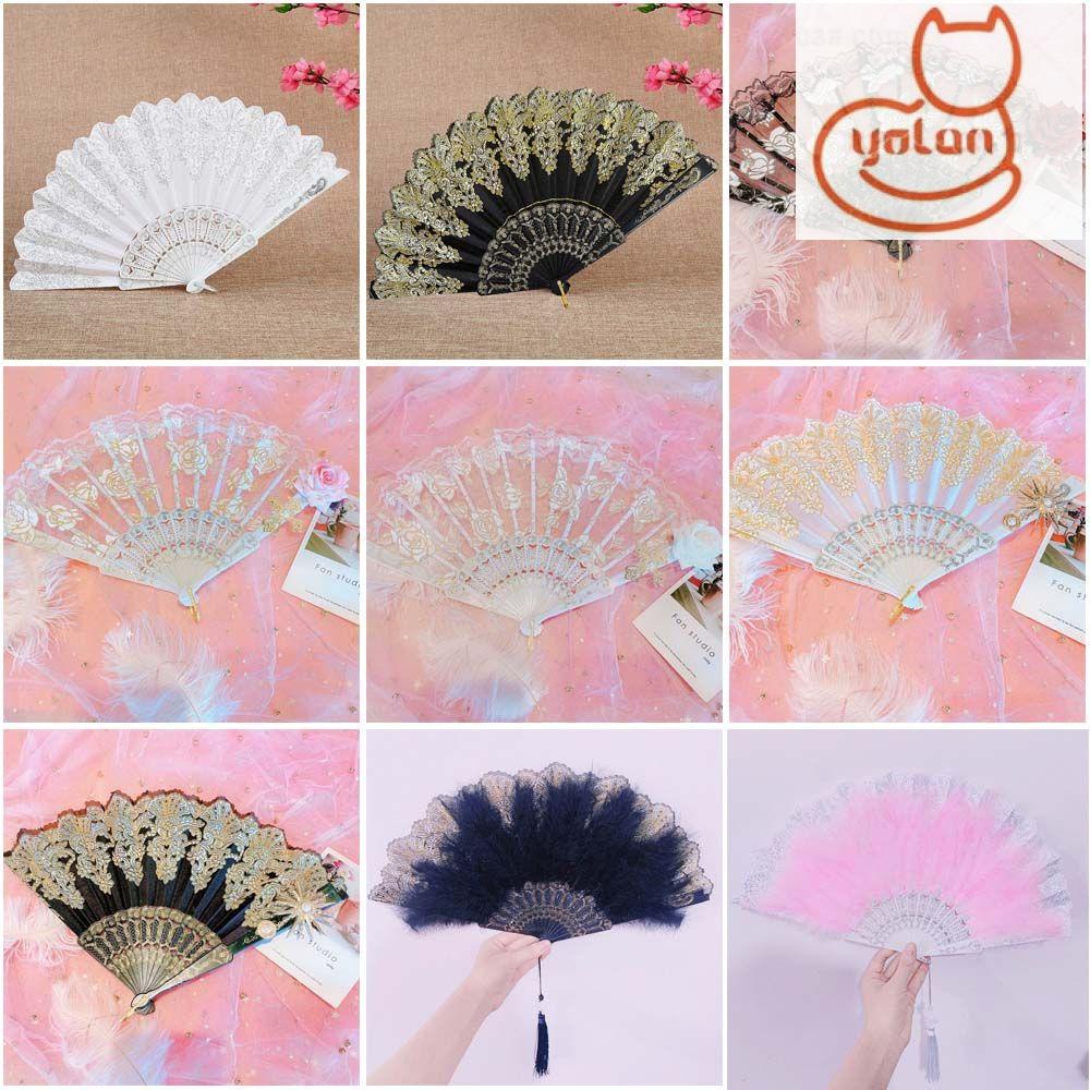 Quạt Xếp Bằng Ren Hoa Hồng Phong Cách Lolita Cổ Điển Dùng Làm Đạo Cụ Chụp Ảnh