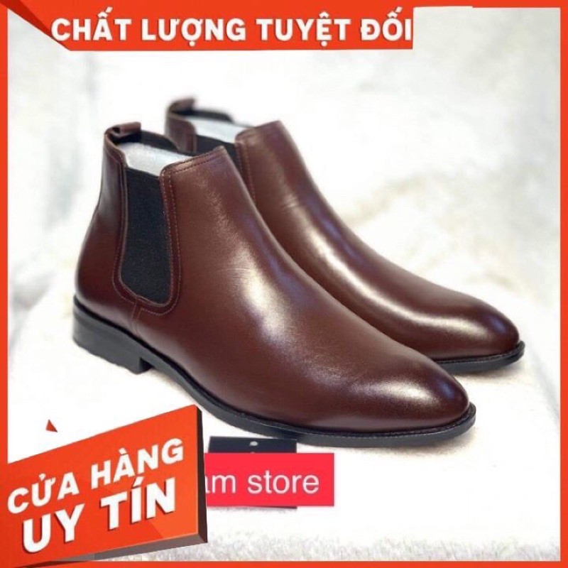 Giày Chelsea Boot - Da Bò Nguyên Tấm 100% - Đế Cao Su - Bảo Hành 12 Tháng