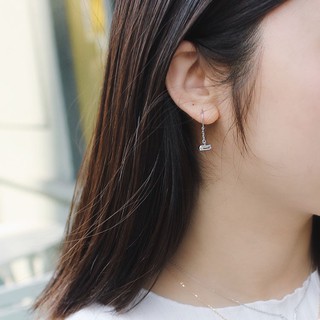 Bông tai bạc mắc xích pha lê