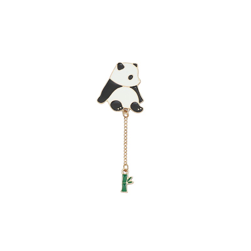 Pin cài áo gấu Panda phối xích ống tre - GC317