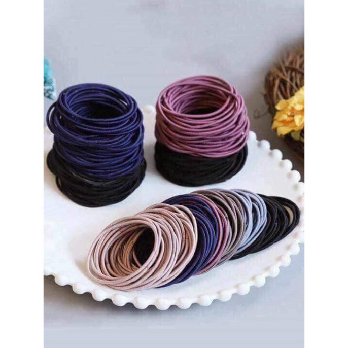 Set 100 chun cột tóc trơn nhiều màu cho bạn gái