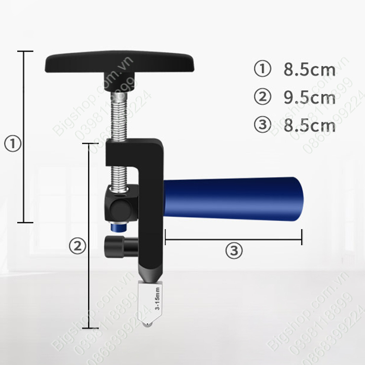 Bộ dụng cụ cắt kính, gạch men, gạch ốp lát 2 trong 1 bằng hợp kim nhôm + 2 đầu lưỡi cắt