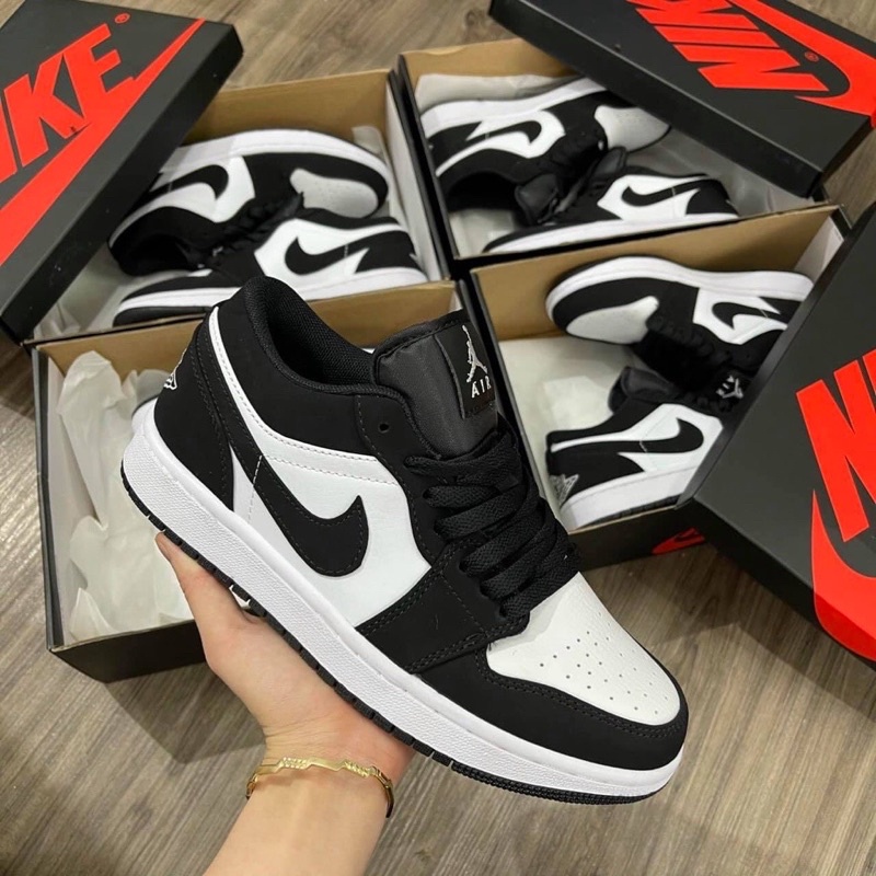 Giày Nike Jordan Panda Low Giầy Thể Thao Nam Nữ Jordan 1 JD1 Cổ Thấp Đen Trắng Full Box