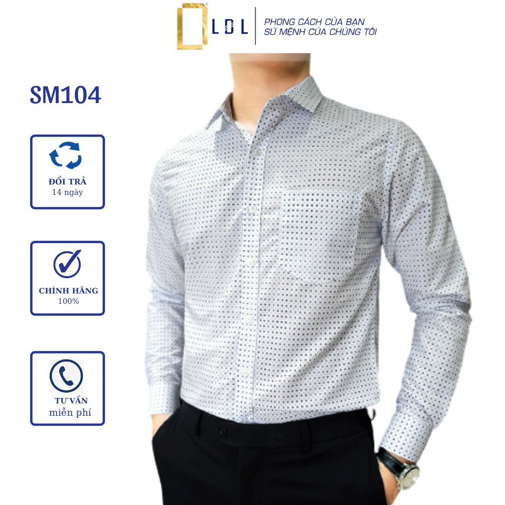 Áo sơ mi nam dài tay LDL, sơ mi công sở cao cấp họa tiết chấm bi kiểu dáng trẻ trung hiện đại | BigBuy360 - bigbuy360.vn